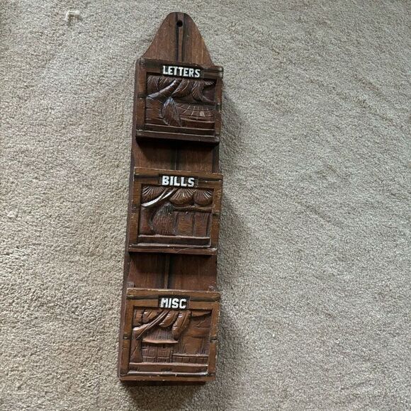 No Brand Other - Vintage Wood Wall Hanging Mail Sorter Letters Bills Miscellaneous Pockets